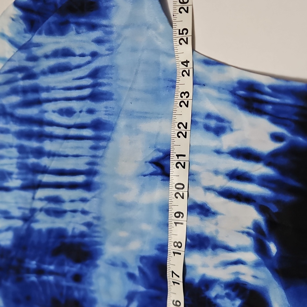 Michael Kors Blue and White Tie Front Tye Dye Oversized Short Sleeve Tee Size XS - Picture 4 of 10